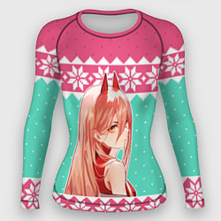 Женский рашгард Новогодний свитер Пауэр из Человек-бензопила