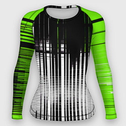 Женский рашгард Зелёно-чёрный гранж на белом фоне