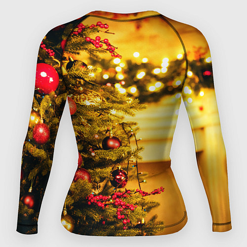Женский рашгард Новогодняя наряженная ёлка / 3D-принт – фото 2