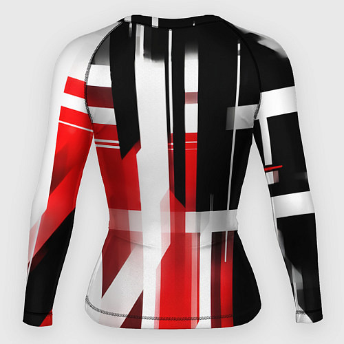 Женский рашгард Чёрно-красные вертикальные и горизонтальные полосы / 3D-принт – фото 2