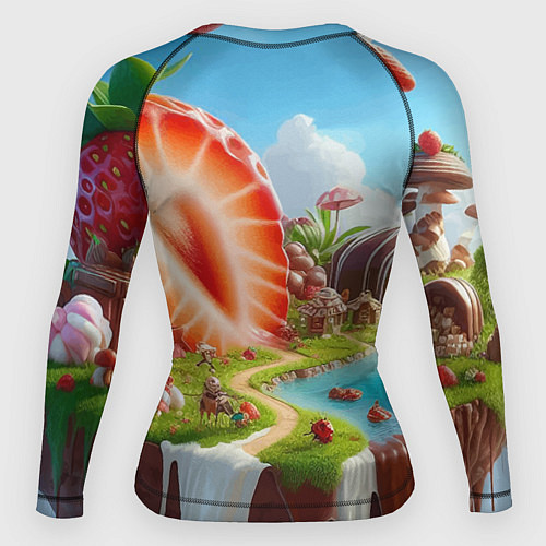 Женский рашгард Клубничная планета - нейроарт фантазия / 3D-принт – фото 2