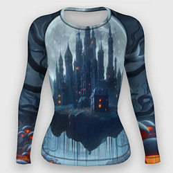 Женский рашгард Замок Дракулы и неоновые грибы - нейроарт фантазия