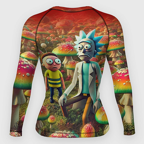 Женский рашгард Рик и Морти заблудились в мухоморном поле / 3D-принт – фото 2