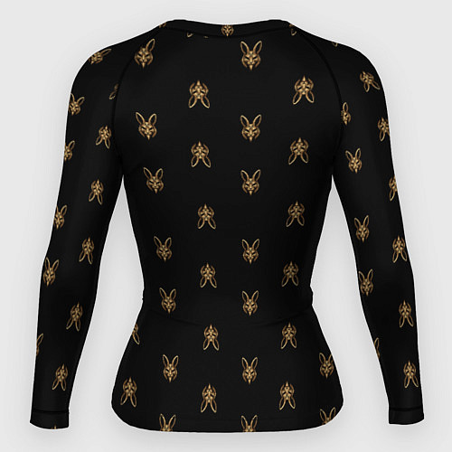 Женский рашгард Золотая маска кролика на черном / 3D-принт – фото 2