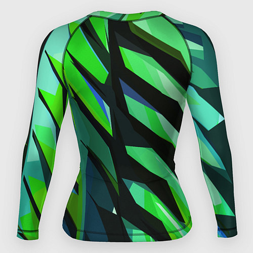 Женский рашгард Чёрно-зелёная абстракция / 3D-принт – фото 2