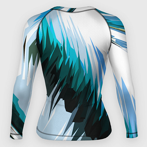 Женский рашгард Чёрно-синие острые полосы на белом фоне / 3D-принт – фото 2