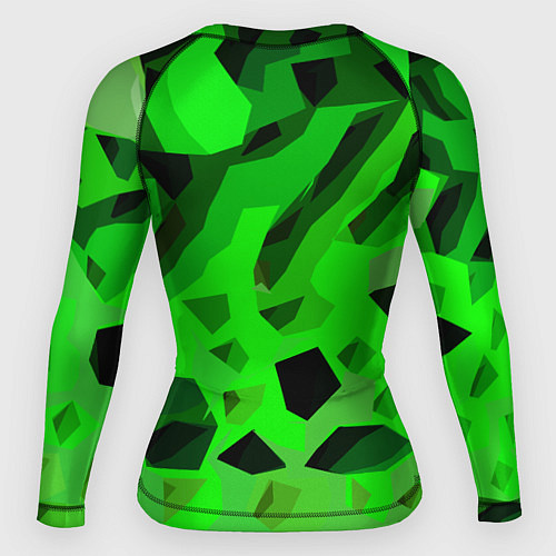 Женский рашгард Чёрно-зелёная пористая абстракция / 3D-принт – фото 2