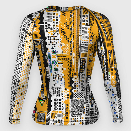 Женский рашгард Cyberpunk pattern yellow / 3D-принт – фото 2