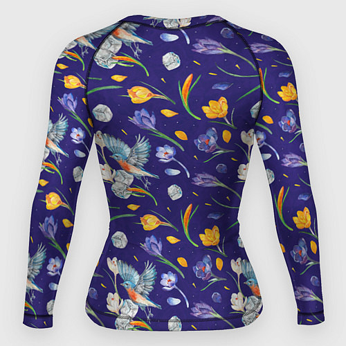 Женский рашгард Зяблик и крокусы / 3D-принт – фото 2