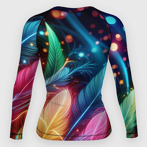 Женский рашгард Яркие красочные неоновые перья / 3D-принт – фото 2