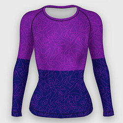 Женский рашгард Фиолетовый синий узор с абстрактными линиями