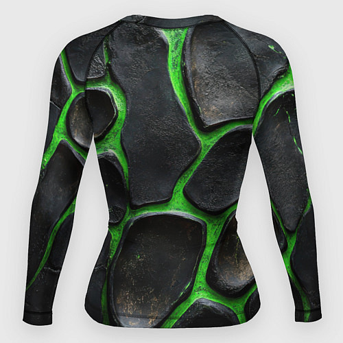 Женский рашгард Черная потертая текстура на зеленом фоне / 3D-принт – фото 2