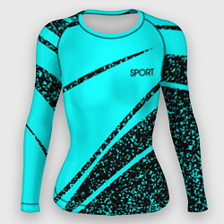 Рашгард женский Sport голубой с чёрным в крапинку, цвет: 3D-принт