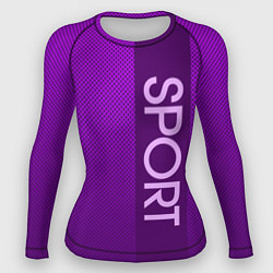 Рашгард женский Sport крупными фиолетовый с полосой, цвет: 3D-принт