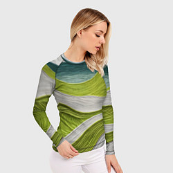 Рашгард женский Лаймовые волны, цвет: 3D-принт — фото 2