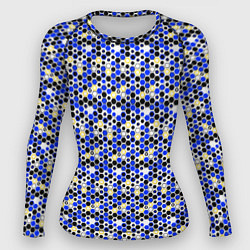 Женский рашгард Киберпанк шестиугольники синие