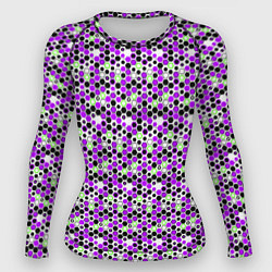 Рашгард женский Киберпанк шестиугольники фиолетовые, цвет: 3D-принт
