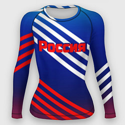 Рашгард женский Россия на фоне цветов флага, цвет: 3D-принт