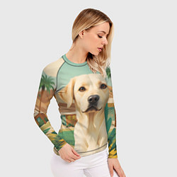 Рашгард женский Лабрадор на фоне пальм, цвет: 3D-принт — фото 2