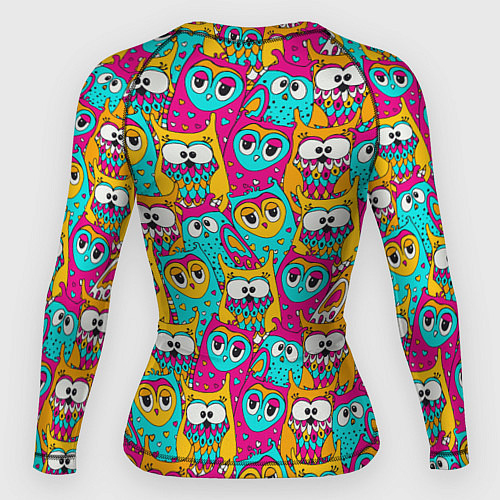 Женский рашгард Разноцветные совы мультяшные / 3D-принт – фото 2