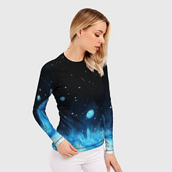 Рашгард женский Синяя светящееся краска, цвет: 3D-принт — фото 2