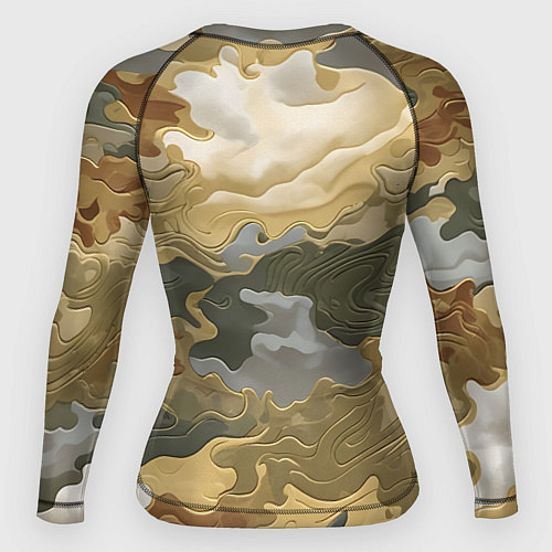 Женский рашгард Золотистый камуфляж / 3D-принт – фото 2