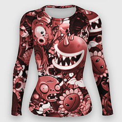 Рашгард женский Растения против зомби в красном цвете, цвет: 3D-принт