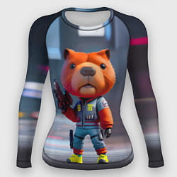 Рашгард женский Крутой капибара с пистолетом - киберпанк фантазия, цвет: 3D-принт