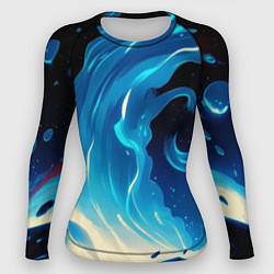 Женский рашгард Бело-синее пламя из абстрактных красок