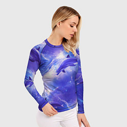 Рашгард женский Дельфины в волшебном море паттерн, цвет: 3D-принт — фото 2