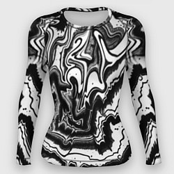 Рашгард женский Закрученные волны - чб абстракция, цвет: 3D-принт
