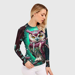Рашгард женский Волшебная сова в самоцветном лесу, цвет: 3D-принт — фото 2