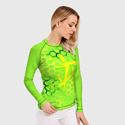 Рашгард женский Doom кислотные соты лого, цвет: 3D-принт — фото 2