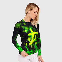 Рашгард женский Doom кислотный снег в огне лого, цвет: 3D-принт — фото 2