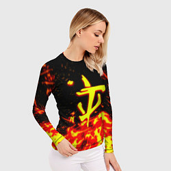 Рашгард женский Doom огненное лого, цвет: 3D-принт — фото 2