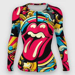 Рашгард женский Rolling Stones logo - pop art pattern, цвет: 3D-принт