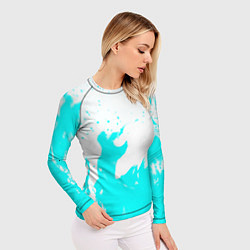 Рашгард женский Голубой огонь текстура, цвет: 3D-принт — фото 2
