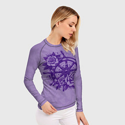 Рашгард женский Штурвал в розах, цвет: 3D-принт — фото 2