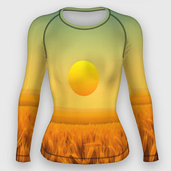 Рашгард женский Закат над пшеничным полем, цвет: 3D-принт