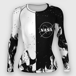Женский рашгард Nasa черно белый огонь