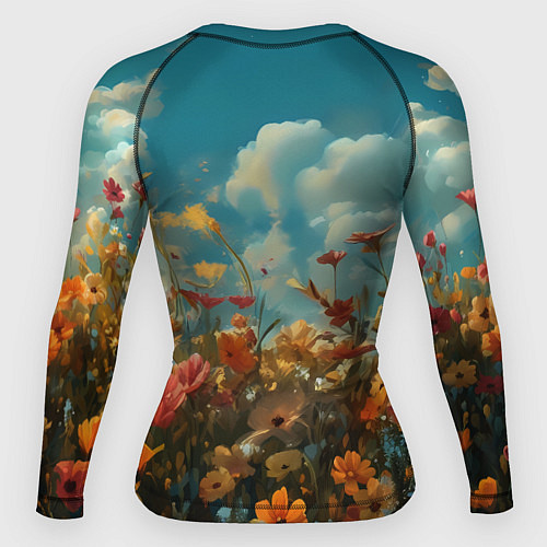 Женский рашгард Лисица в цветочном поле / 3D-принт – фото 2