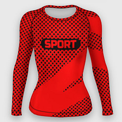 Рашгард женский Sport красно-чёрный текстурный, цвет: 3D-принт