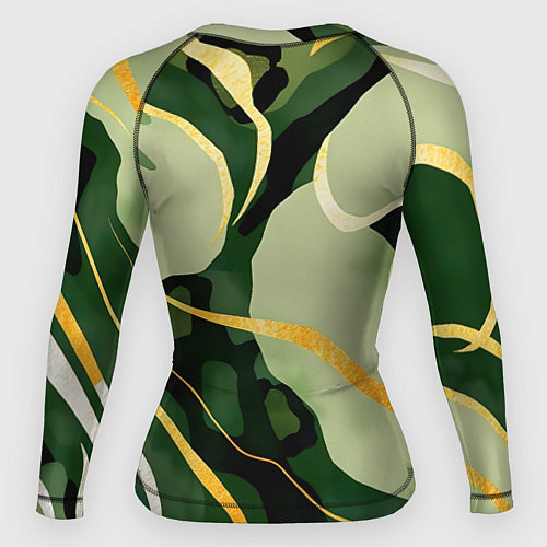 Женский рашгард Зеленый природный паттерн / 3D-принт – фото 2