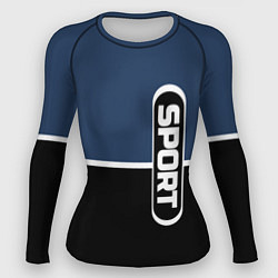 Женский рашгард Sport сине-чёрный с полосой