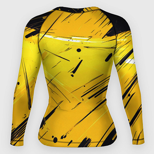 Женский рашгард Желтая краска на черном фоне / 3D-принт – фото 2