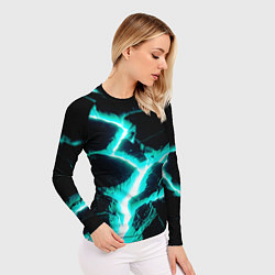 Рашгард женский Color light blue black, цвет: 3D-принт — фото 2