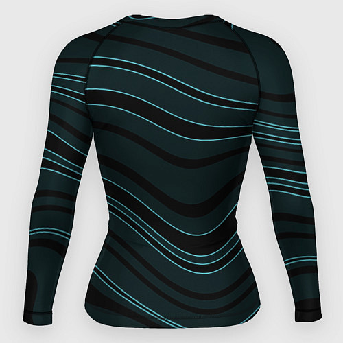 Женский рашгард Тёмный синий волнистые полосы / 3D-принт – фото 2
