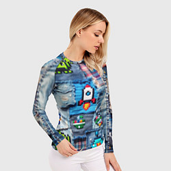 Рашгард женский Пиксельная ракета, цвет: 3D-принт — фото 2