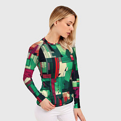 Рашгард женский Абстракция красно-зелёный геометричный, цвет: 3D-принт — фото 2