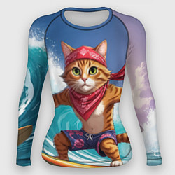 Рашгард женский Кот на волне, цвет: 3D-принт